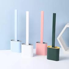 Flexible Silicone Toilet Brush with Floor Holder